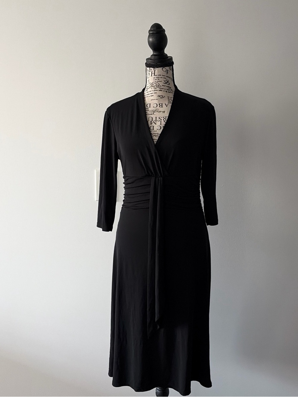Alfani Black Long-Sleeve Wrap Midi Dress